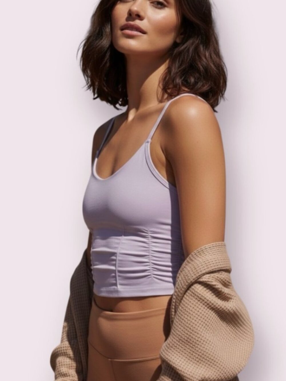 Free People Good Karma Ruched Crop Tank Lavender